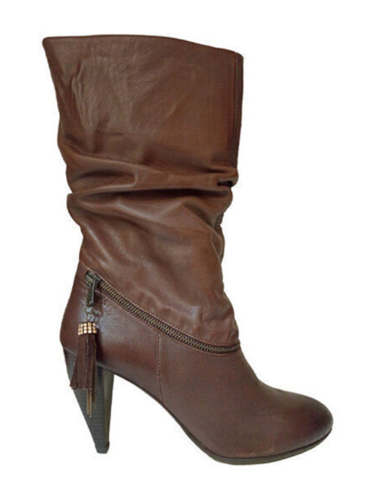 Kiamos Leder Damenstiefel Braun