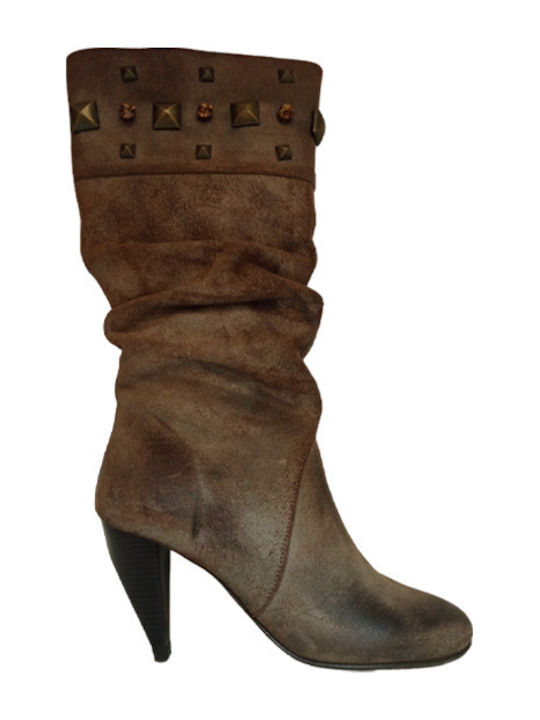 Kiamos Leder Damenstiefel Braun