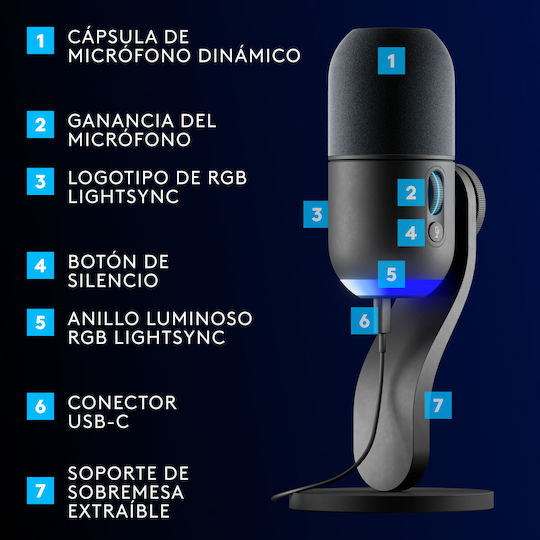 Logitech Yeti Δυναμικό Microphone USB Tabletop for Vocals