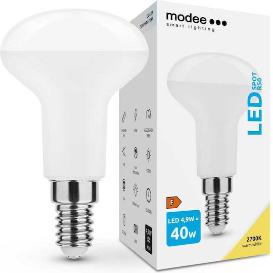 Modee Lighting LED крушка 4.9W 83mm за фасунга E14 и форма R50 Топло бяло 470лм