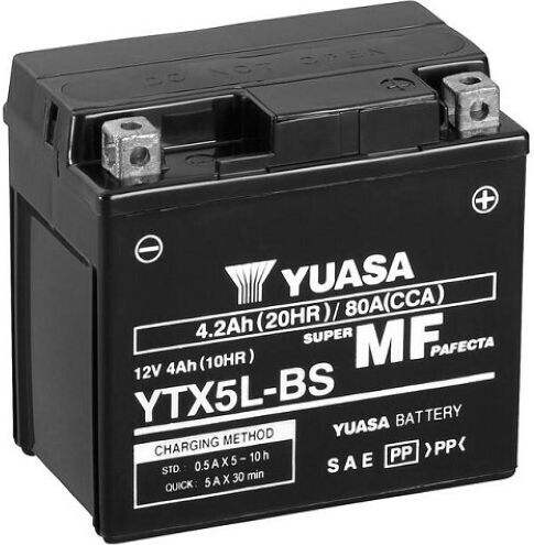 Yuasa Taiwan Κλειστού Τύπου Μπαταρία Μοτοσυκλέτας YTX5L-BS 80A με Χωρητικότητα 4.2Ah