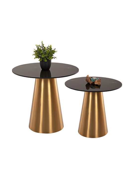 Rengi Round Metal Side Table Gold-Black L56xW56xH52cm