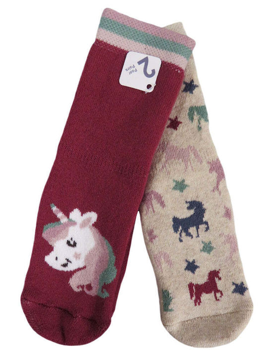 Childrenland Kids' Slipper Socks BEZ/BORDO 2 Pairs