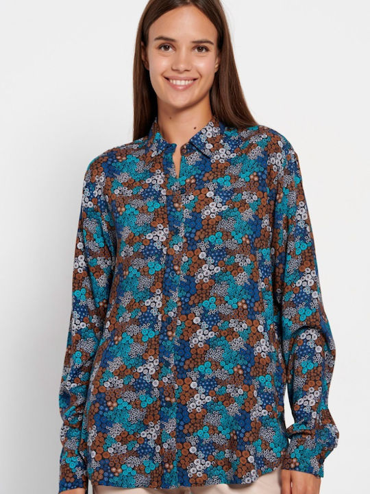 Funky Buddha Women's Long Sleeve Shirt Blue