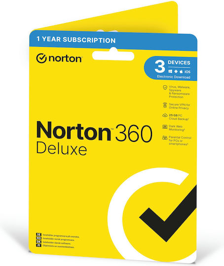 Norton 360 Deluxe για 3 Συσκευές και 1 Έτος Χρήσης (Ηλεκτρονική Άδεια)