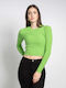 Bluze damă Crop Top Mânecă Lungă Verde