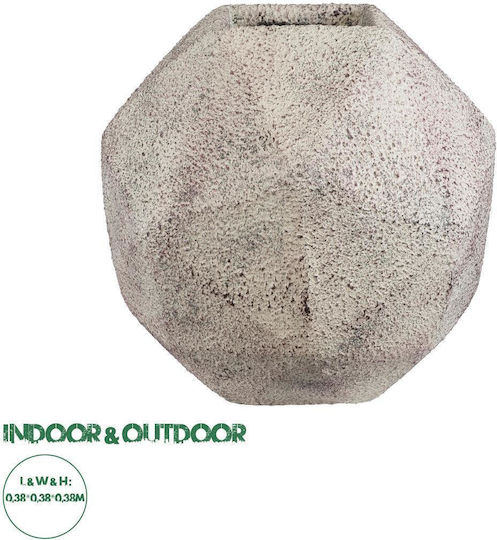 GloboStar Borough Übertopf Polyester Weiß mit Gestell 38x38x38εκ.