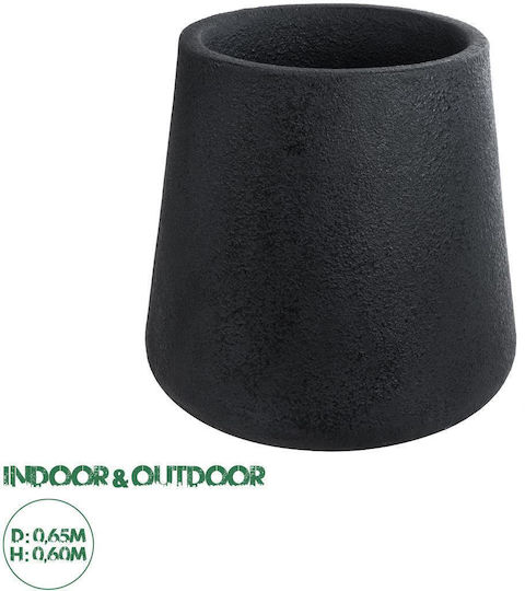 GloboStar Artificial Garden Soho Ghiveci Poliester Negru cu suport 65x65x60εκ.