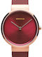 Bering Time Ladies Women's Watch with Burgundy Metal Bracelet