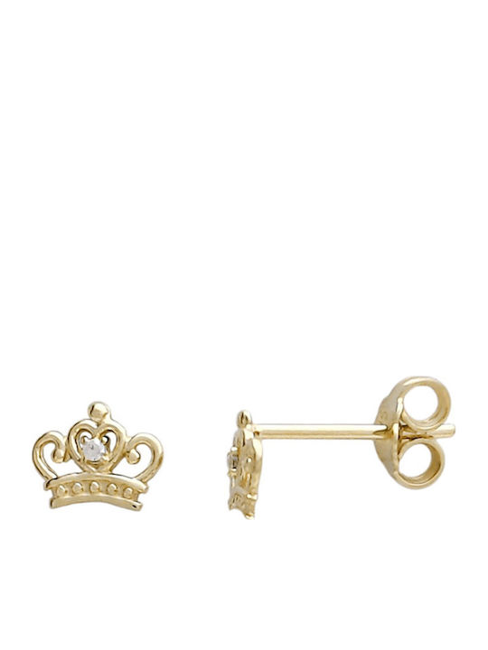 Goldjewels Παιδικά Σκουλαρίκια Καρφωτά Κορώνες από Χρυσό 9K
