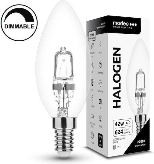Modee Lighting Λάμπα Αλογόνου για Ντουί E14 με Ισχύ 42W