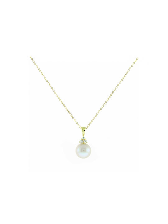 Art d or Necklace from Gold 9 K with Pearls