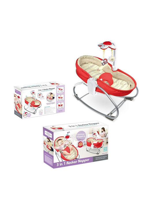 Electric Baby Relax Swing 3 in 1 with Music and Vibration Red for Child up to 18kg