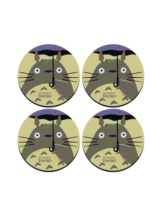 Koupakoupa Totoro From My Neighbor Totoro Round Coaster Wooden Beige 4pcs