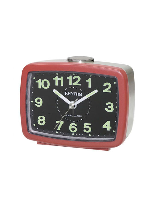 Rhythm Πλαστικό Metallic Tabletop Clock with Alarm Silver CRE222NR01