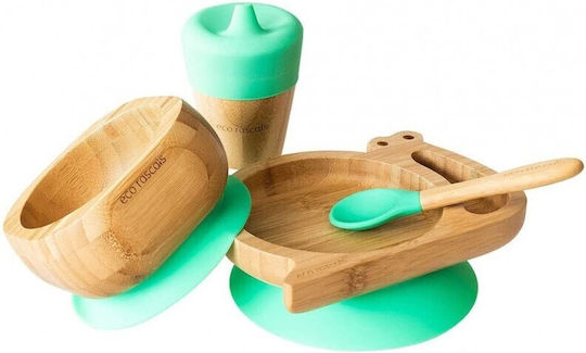 Eco Rascals Σετ Φαγητού από Bamboo Πράσινο 4τμχ