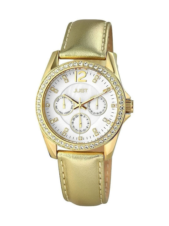 Just Watch Watch with Gold Leather Strap