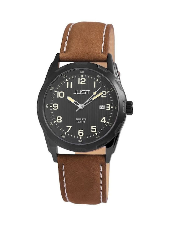 Just Watch Watch with Brown Leather Strap