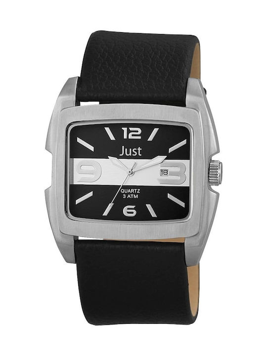 Just Watch Men's Watch Battery with Black Leather Strap