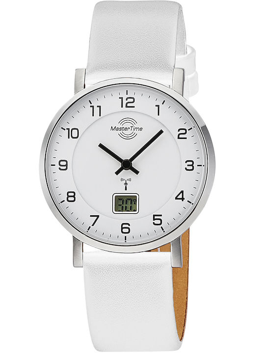 Master Time Damen Uhr mit Weiß Lederarmband