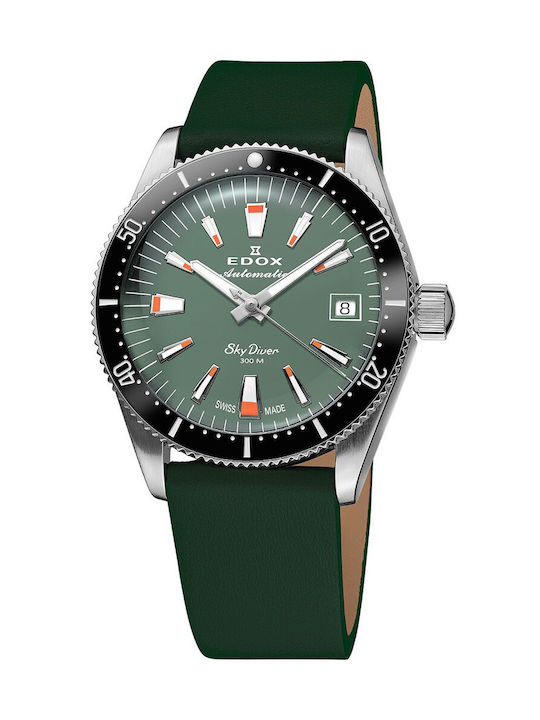 Edox Watch Automatic with Green Leather Strap