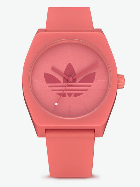 adidas Women's Watch with Orange Rubber Strap