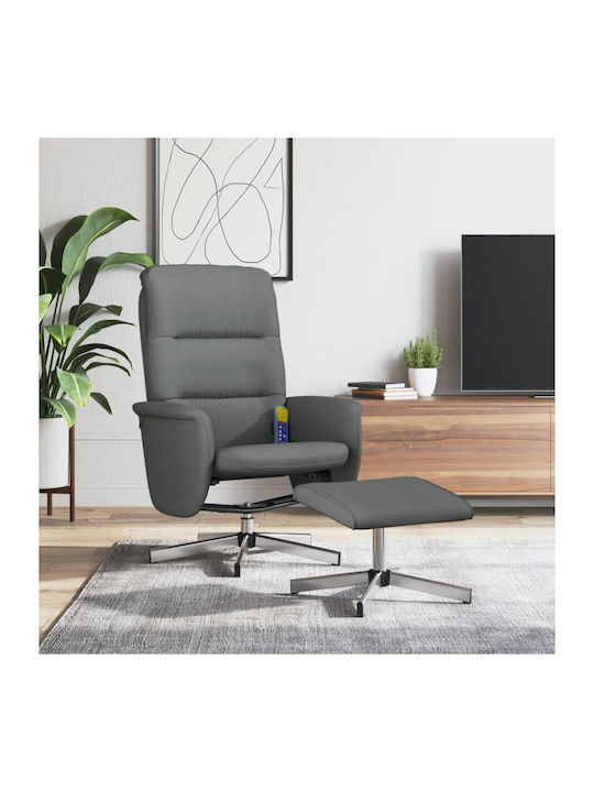 Relax Armchair Massage Swivel with Footstool Dark Grey 49x32x36cm