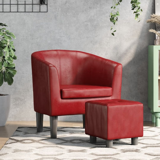 Armchair with Footstool Barrel 70x56x68cm Bordeaux Armchair with Footstool Barrel 70x56x68cm Bordeaux