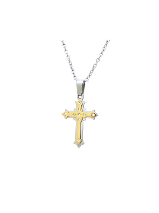 Goldjewels Damen Kreuz aus Stahl mit Kette