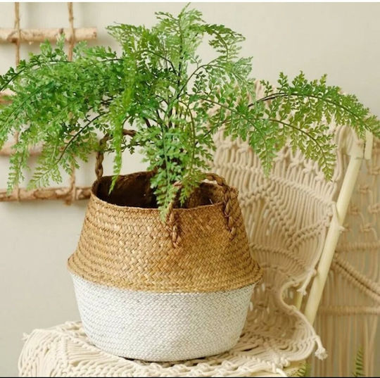 Natural Home Coș de Depozitare Din paie Alb 36x32cm 1buc
