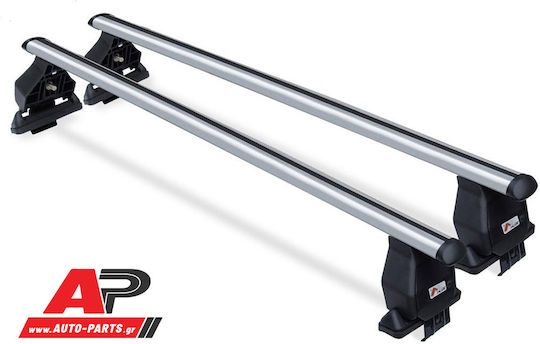 Menabo Aluminum Car Roof Bars 112cm for Citroen AX 5D Set with Roof Rack Legs Silver