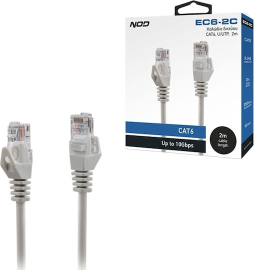 NOD U/UTP Cat.6 (Gigabit) Καλώδιο Δικτύου Ethernet 2m Γκρι