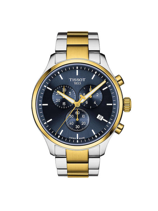 Tissot Xl Ρολόι Χρονογράφος Μπαταρίας με Ασημί Μεταλλικό Μπρασελέ