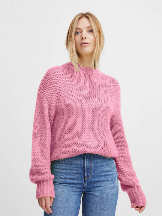 B.Younq Damen Langarm Pullover Fuchsia