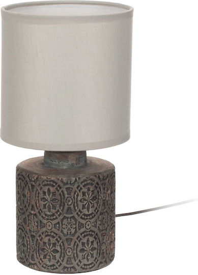 Trio Lighting Κεραμικό Πορτατίφ για Ντουί E14 με Γκρι Καπέλο και Καφέ Βάση