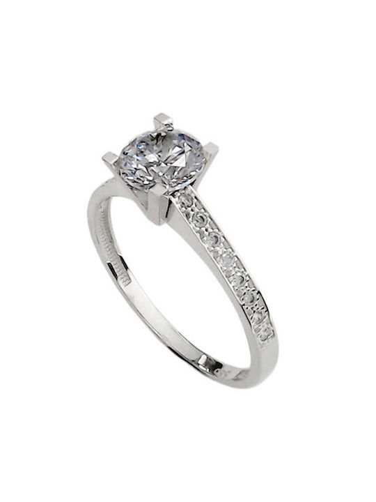 Goldjewels Single Stone from White Gold 14K