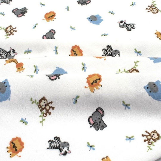 Dimcol Zoo Flanell-Wickeltuch White Mehrfarbig 80x80cm.