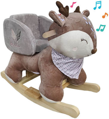 Bebe Stars Fabric Rocking Toy Deer with Music Brown