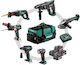 Metabo 685211000 Набор Ъглово Колело Ударна Машина Чук Реципрочен Трион И Стъкла 18V С 4 Батерии 4Ah