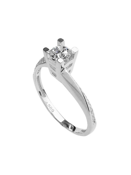 Goldjewels Single Stone from White Gold 14K