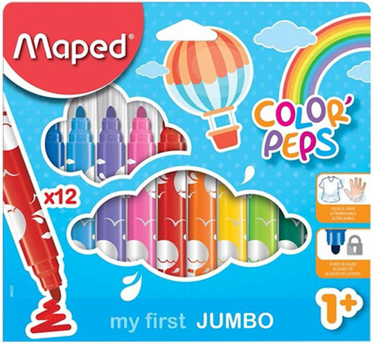 Maped Jungle Μαρκαδόροι Ζωγραφικής 5.9mm Πλενόμενοι Σετ 12 χρώματα