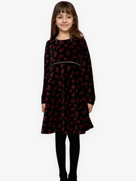 Trendy Shop Kids Dress Velvet Long Sleeve Black