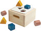 Plan Toys Играчка за сортиране на форми Кутия с геометрични форми от дърво