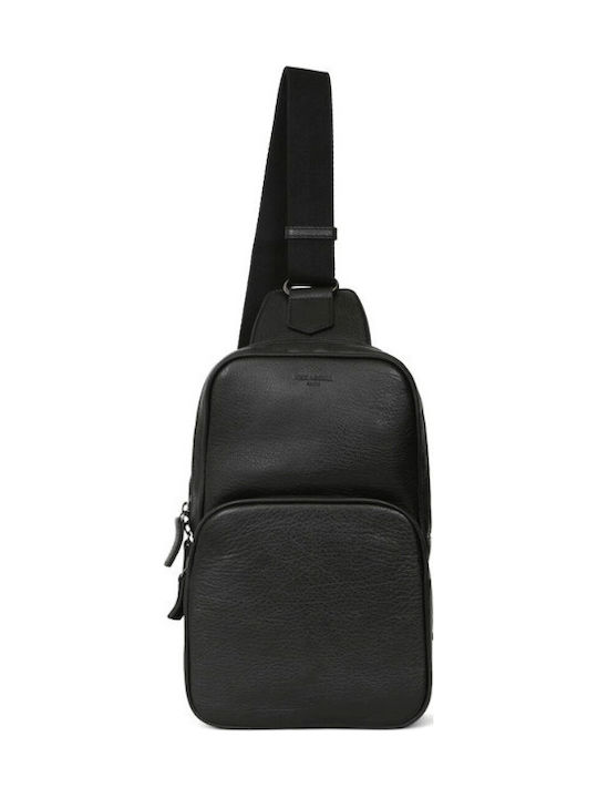 Leather Men's Sling Bag Black