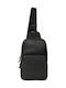 Leather Men's Sling Bag Black
