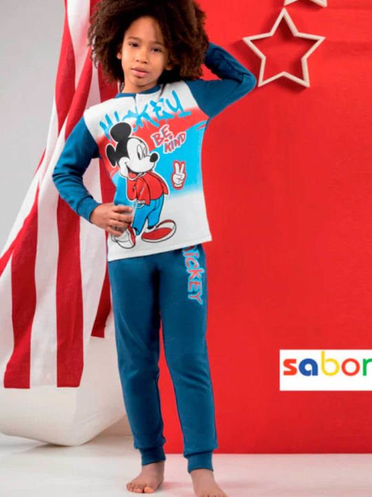 Sabor Παιδική Πιτζάμα Χειμωνιάτικη Denim Mickey