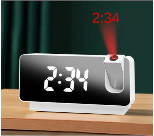 Led Wanduhr Spiegel Weiß 18.6x9.3cm