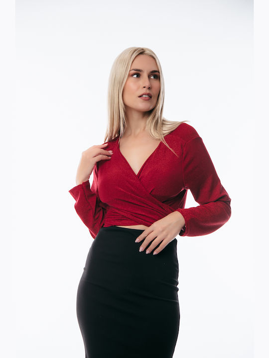 Dress Up Damen Bluse Langärmelig Red