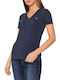 Tommy Hilfiger Women's Blouse Cotton Short Sleeve with V Neck Blue.