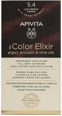 Apivita My Color Elixir Σετ Βαφή Μαλλιών Χωρίς Αμμωνία 5.4 Καστανό Ανοιχτό Χάλκινο 125ml